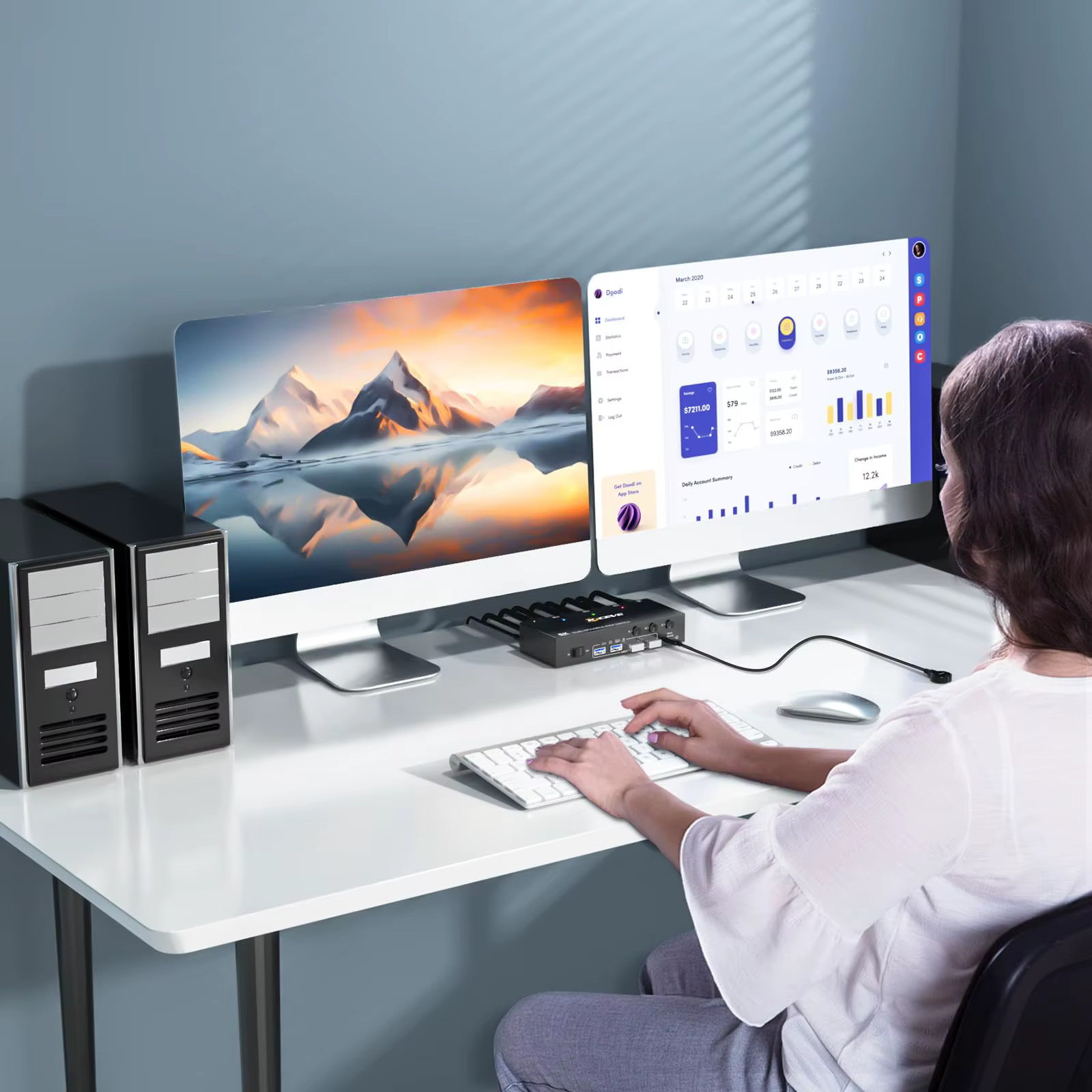 Double/Triple moniteur DP KVM commutateur 4K @ 144Hz 2x2 USB3.0 HDMI KVM