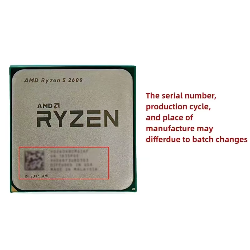 Processeur AMD R5 2600 Original AM4 CPU 6C/12T 3.4 GHz de base 3.9 GHz Boost pour ordinateur de bureau