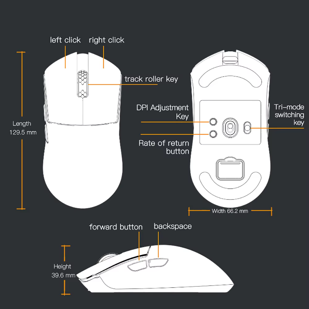 Darmoshark M3 Pro /Max souris de jeu sans fil Bluetooth tri-mode PAW3395/3950 Nordic 52840