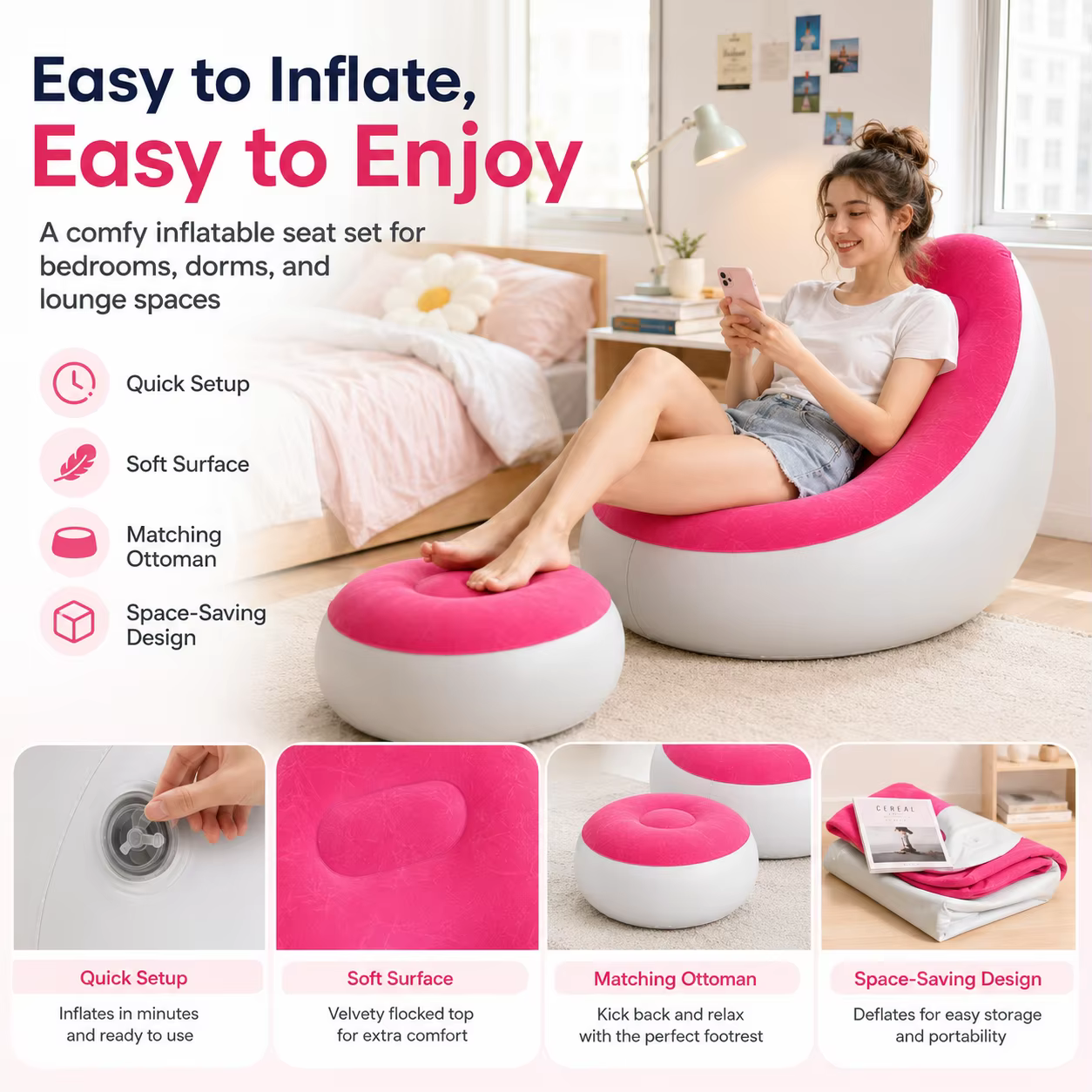 1 chaise longue gonflable