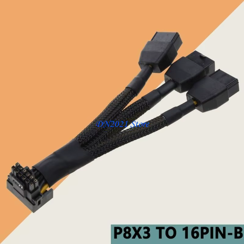 F3ke 3x8pin à 16pin PCIe 5.0 Adapter Line pour CPU RTX4090 RTX4080 12VHPWR 90 DEGRUME