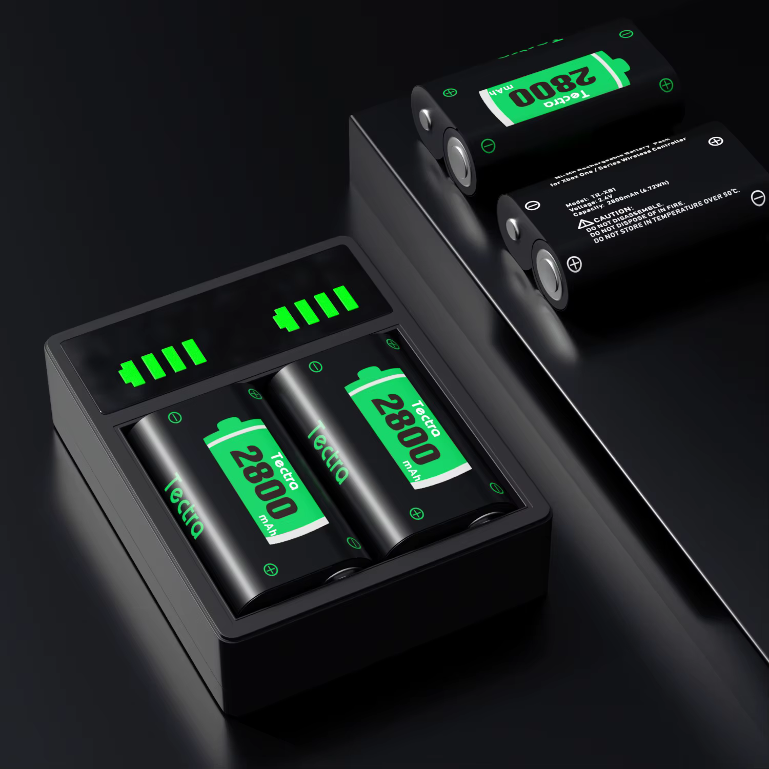 Batterie rechargeable Tectra 2800mAh avec chargeur double LED pour Xbox Series X | Manette