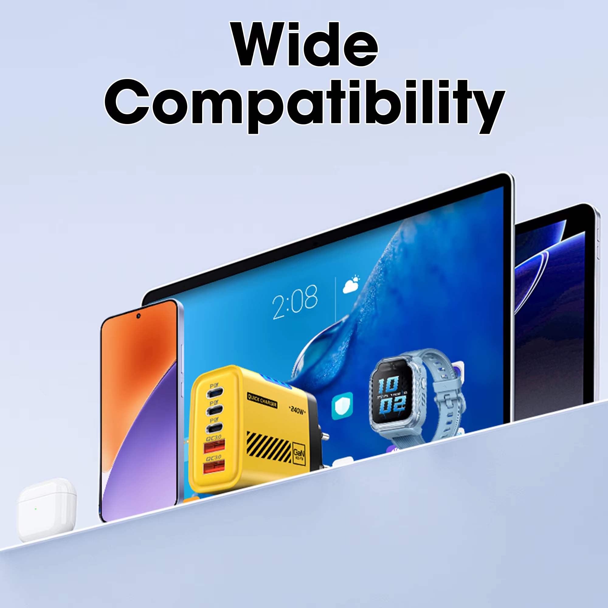 5 ports GaN USB C chargeur 240W PD