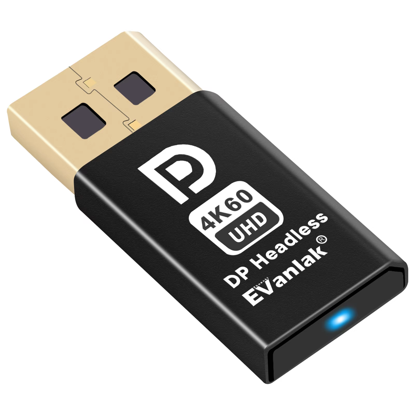 EVanlak Émulateur d'affichage sans tête DisplayPort 4K60HZ pour PC, Faux écran DP - compatible sans tête 1080@120Hz-4096x2160@60Hz FHD