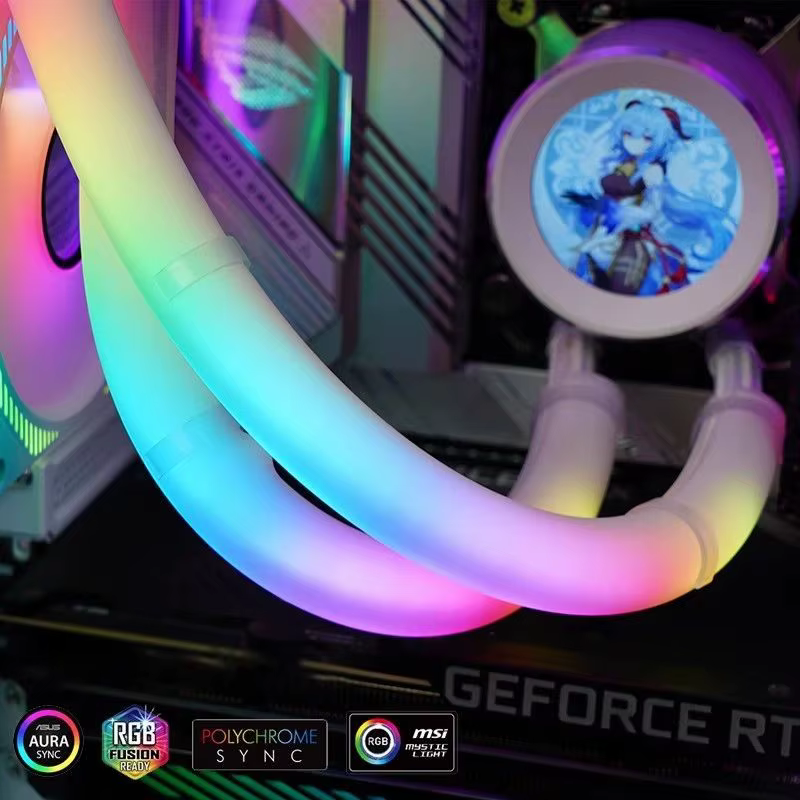 LDPCSJ 5V ARGB LED Tube néon bande lumineuse housse pour PC de jeu 120 240 360 AIO CPU eau liquide refroidisseur Modding