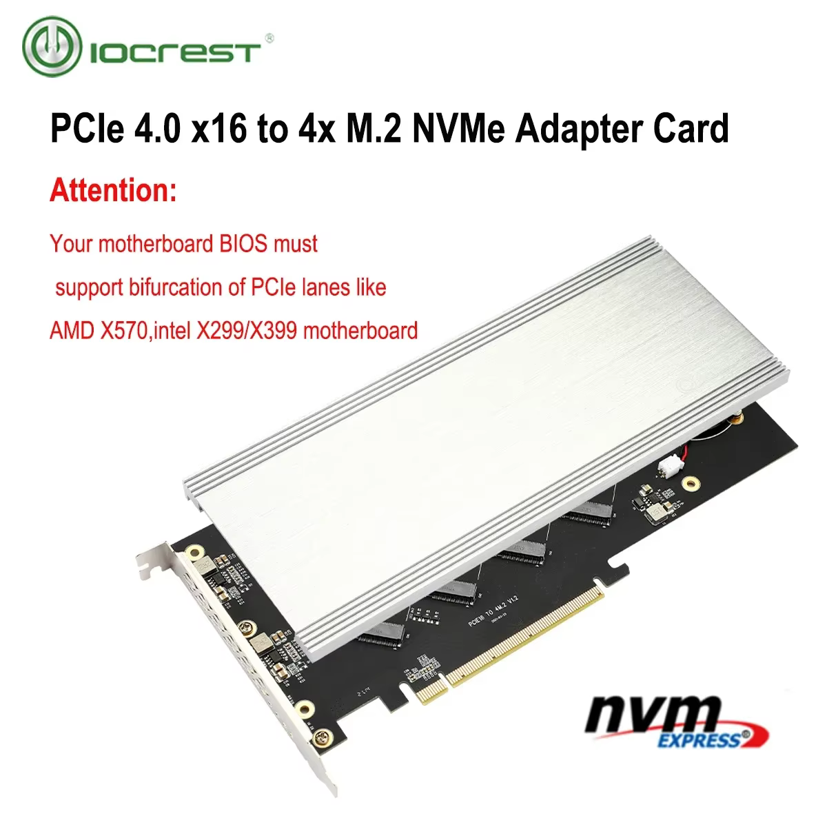 IOCREST – carte adaptateur de contrôleur riser M.2 NVMe vers Pcie 4.0 X16