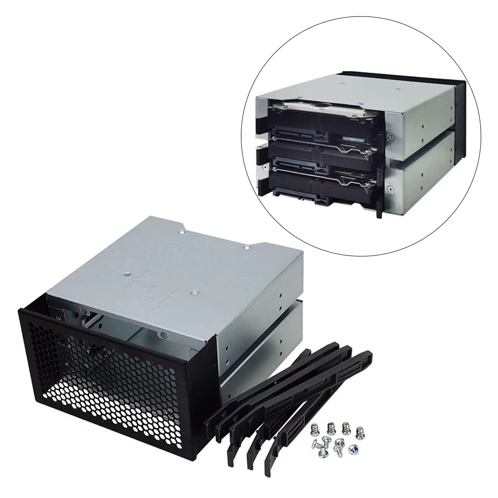 Support T1 avec boîtier, 3 baies, étui de 3.5 pouces