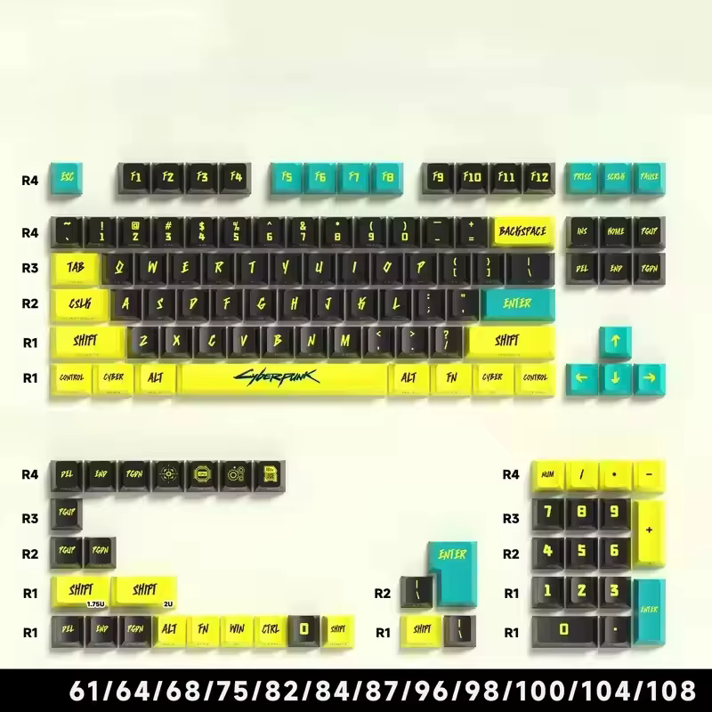 Cyberpunk 129 touches Keycap cerise profil côté gravé translucide Keycaps Pbt personnalisé adapté Wooting Key Caps cadeau