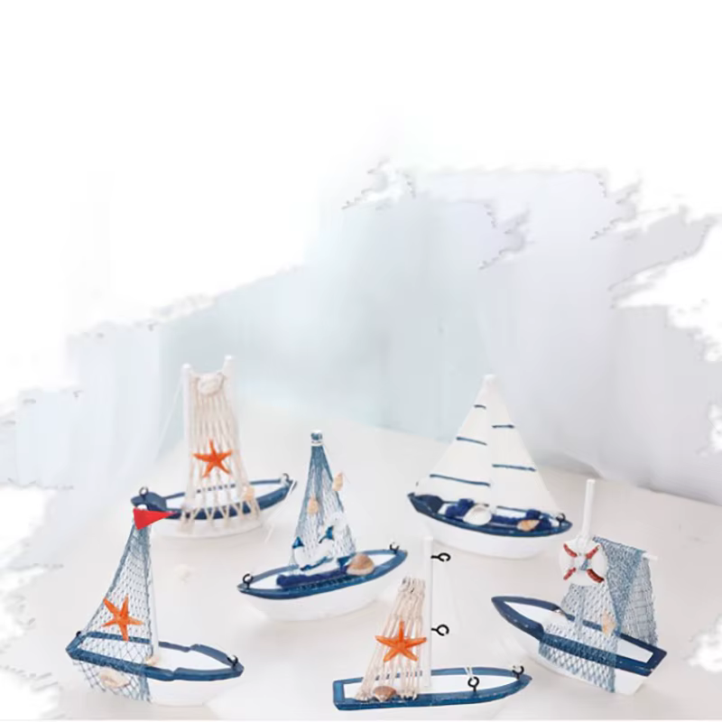 Décoration de bateau à voile en bois bleu