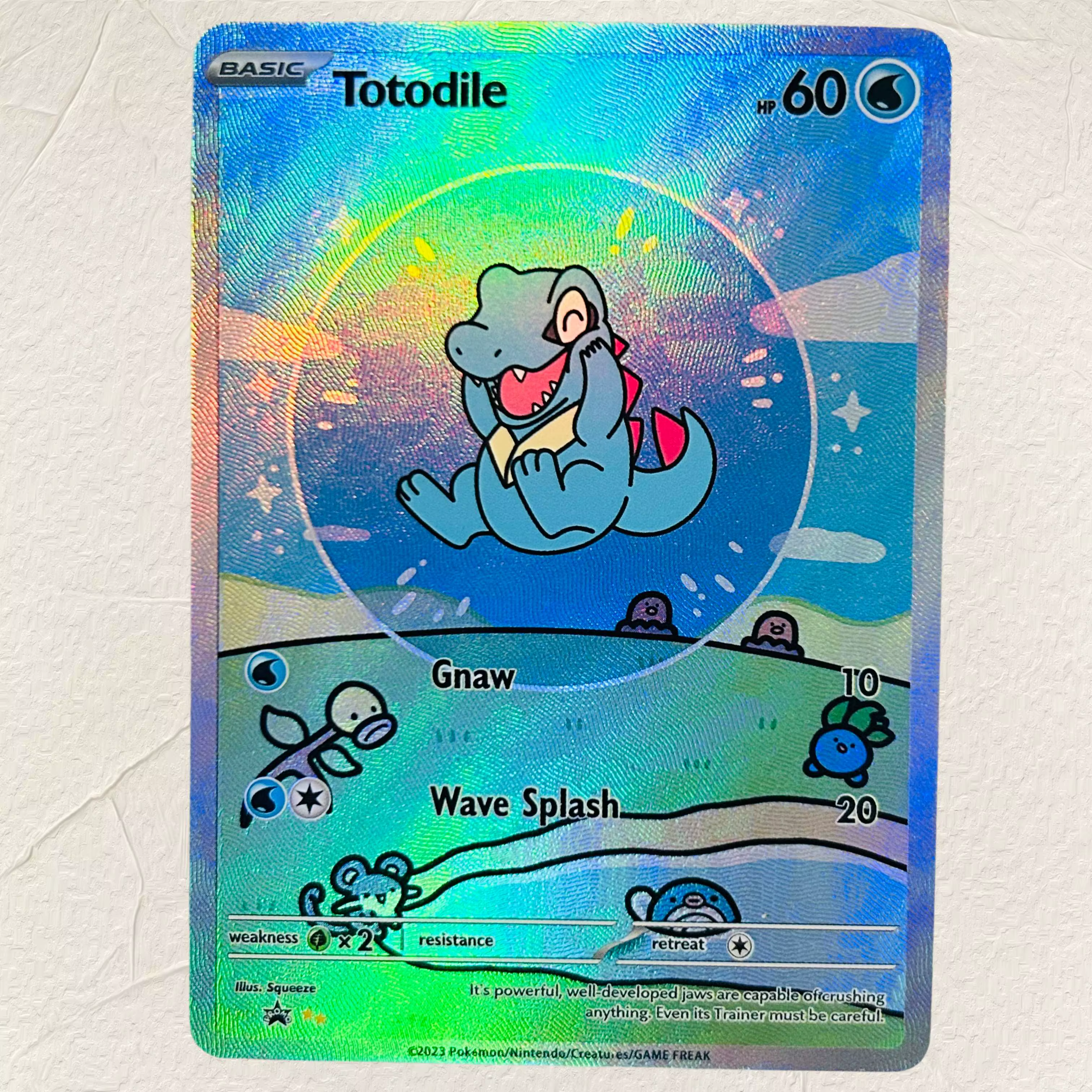 Cartes holographiques DIY Pokémon Totodile, version anglaise, état parfait, collection classique d'anime TCG