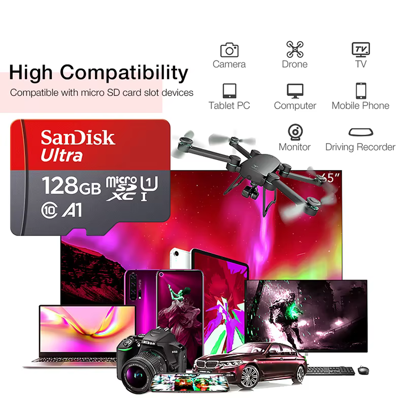 Ultra microsd 128GB 32GB 64GB 256GB 512GB A1 carte Micro SD SD TF