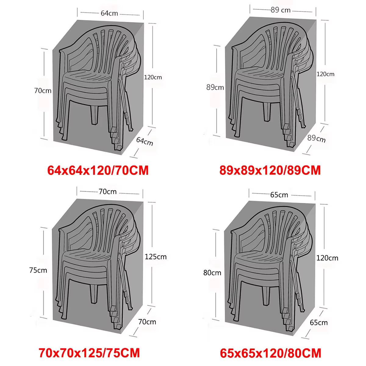 Housse de protection pour chaise de jardin d'extérieur, housse imperméable et anti-poussière pour meubles de jardin, adaptée aux chaises et aux meubles