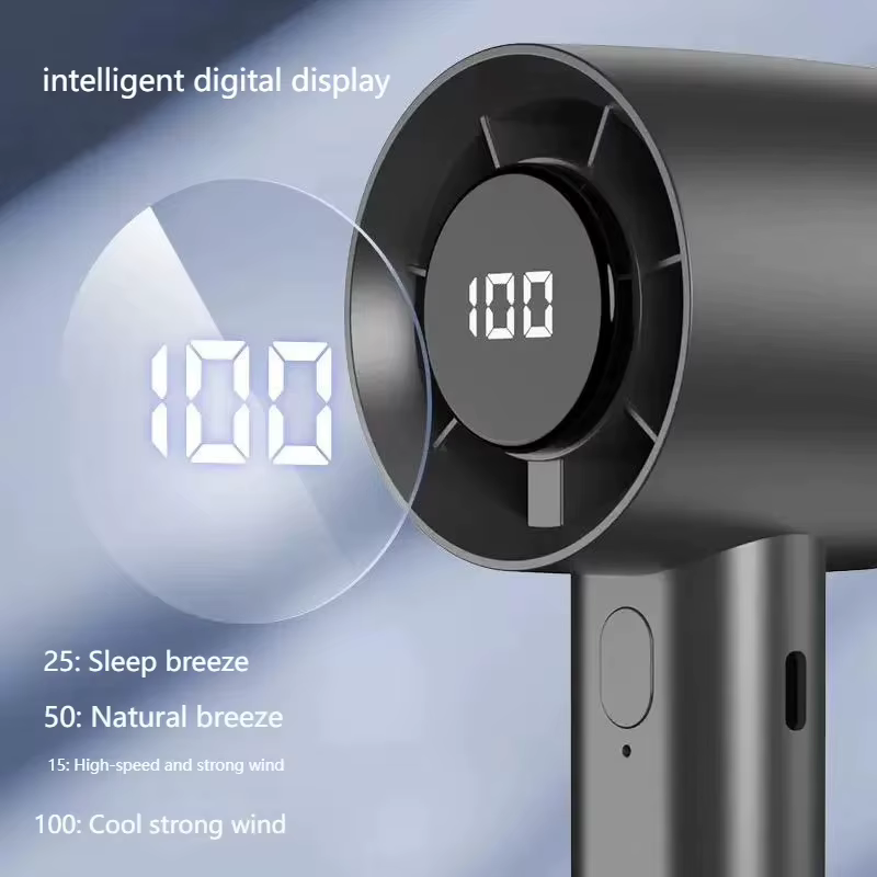 Ventilateur portable mini Lenovo avec écran LED, réfrigération semi-conductrice, 100 vitesses, batterie rechargeable USB, ventilateur d'extérieur