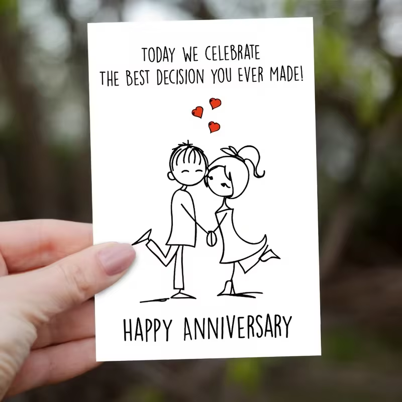 Carte d'anniversaire humoristique, impression couple « Meilleure décision jamais prise », carte de vœux douce et drôle pour partenaire