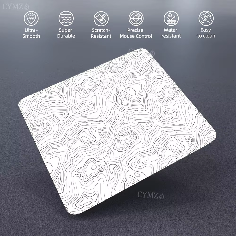 Petit tapis de souris carte topographique noir et blanc