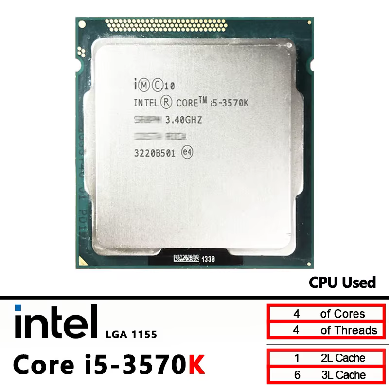 Processeur Intel Core i5 3570K i5-3570K 3.4 GHz Quad-Core Quad-Thread 6M 77W LGA 1155