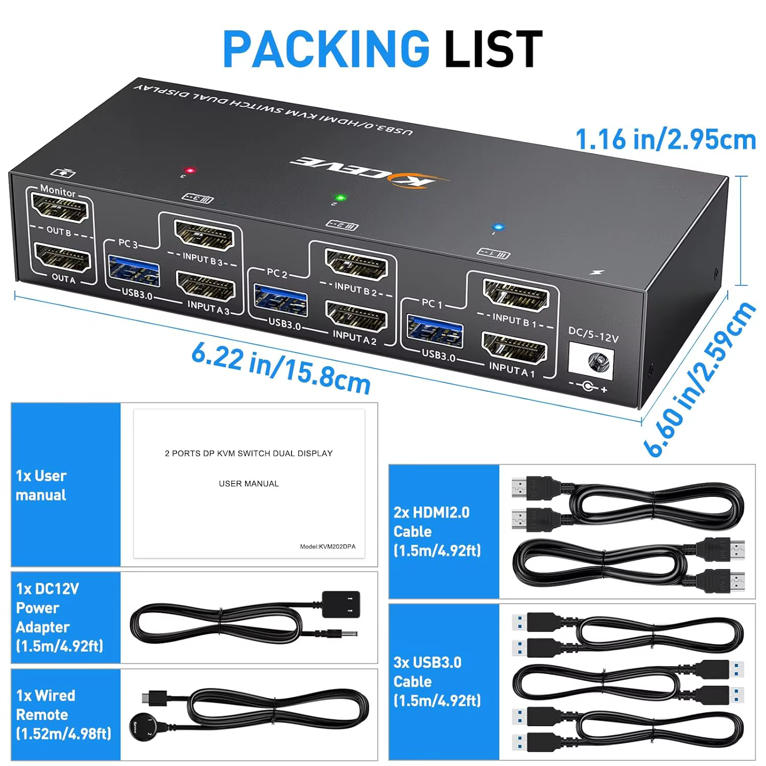Commutateur de moniteur KVM pour touristes