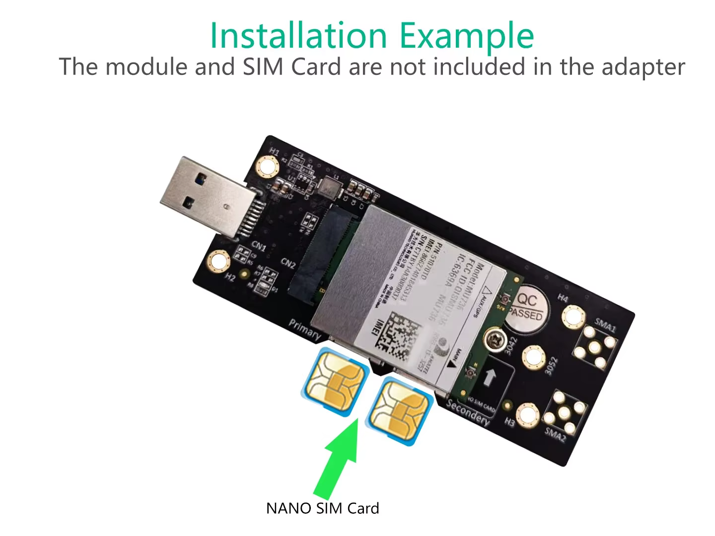 1 adaptateur carte X Dual M.2 NANO SIM, convertisseur M2 vers USB 3.0 pour accessoires LTE WLAN 3/4/5G