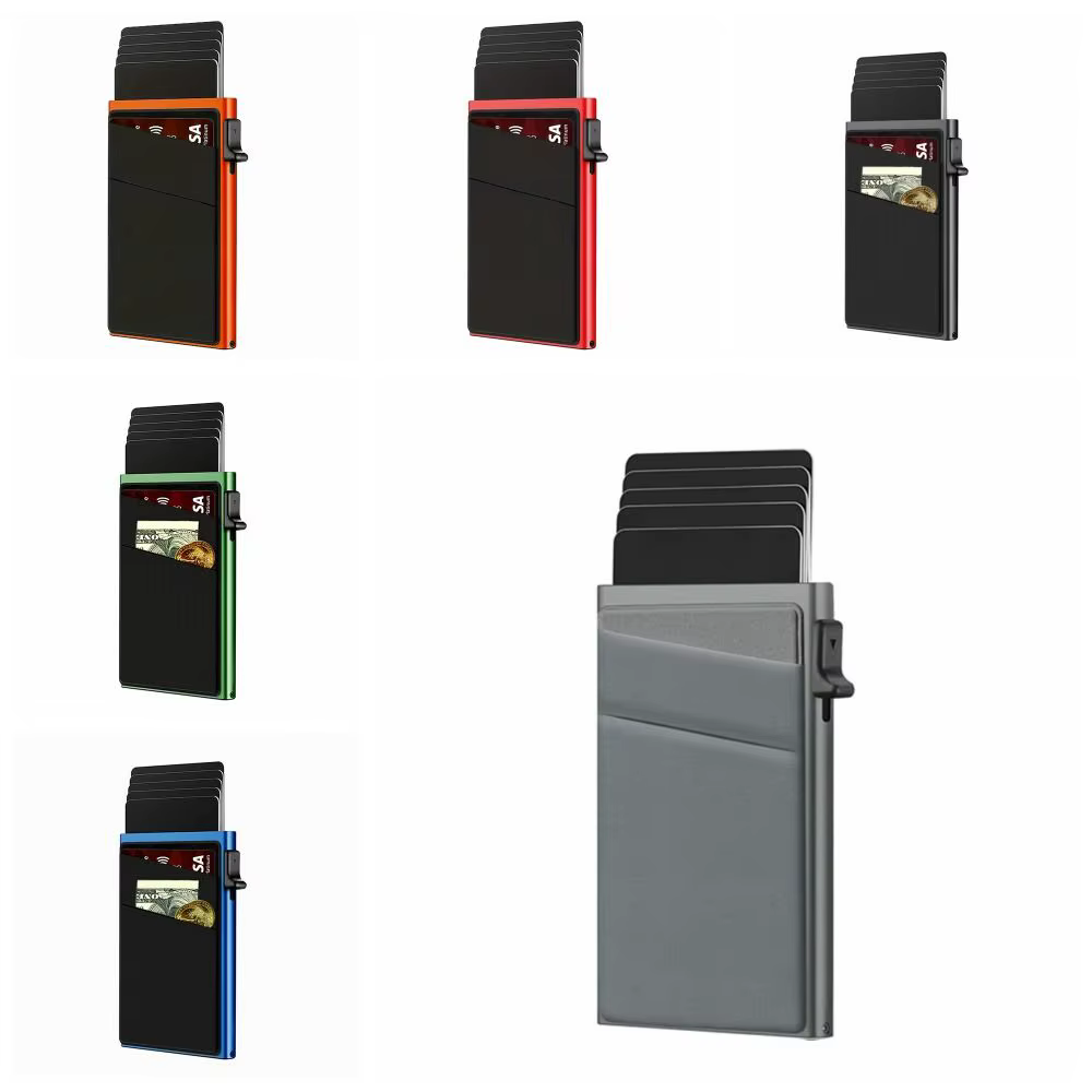 Porte-cartes automatique anti-vol RFID avec renfort par vis, boîte en métal, boîte à cartes pour homme, matériau en alliage d'aluminium, blocage RFID
