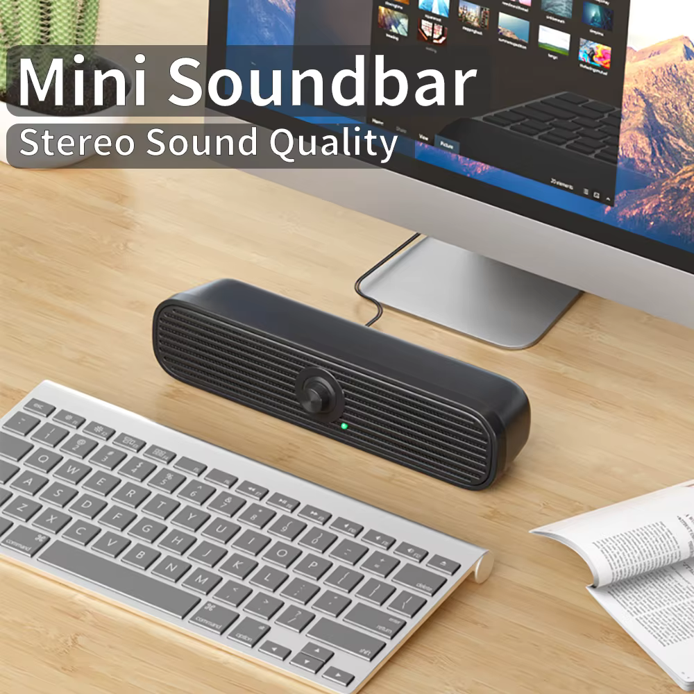 COOMAER Surround ordinateur de bureau haut-parleur maison stéréo 3.5Aux USB système de barre de son