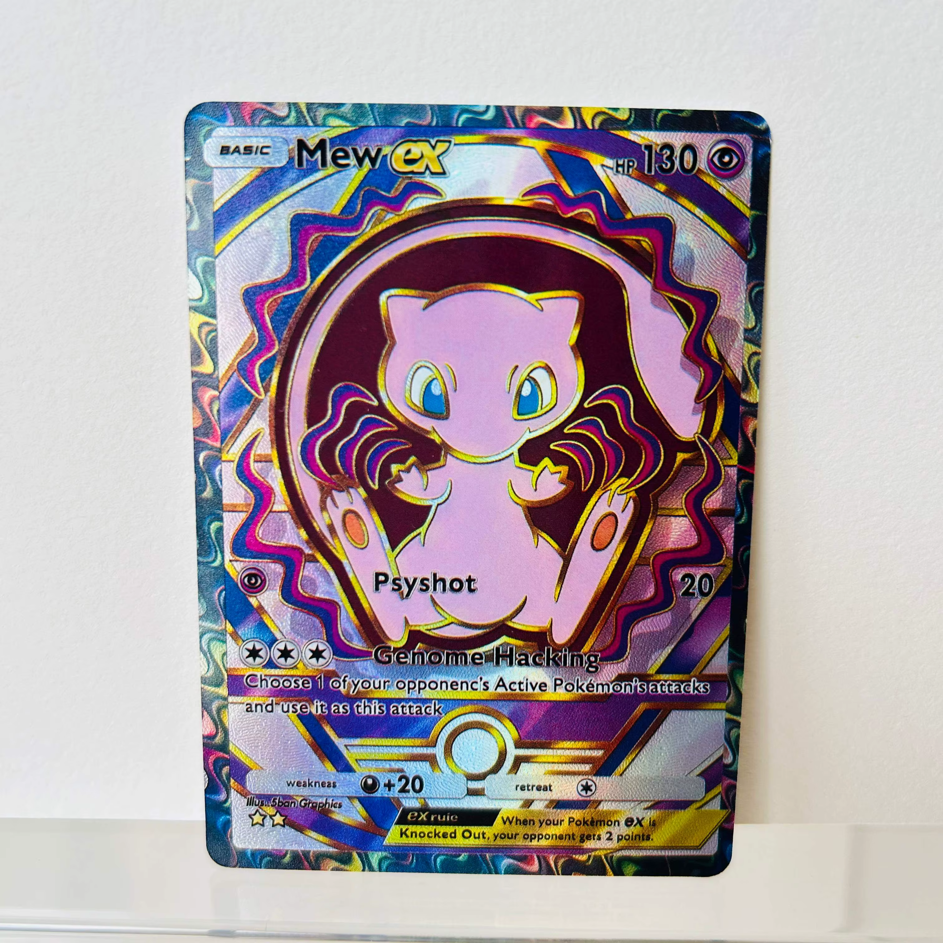 Cartes de collection Mewtwo Ex version anglaise, qualité de collection, texture foil DIY, excellent état, collection d'anime premium
