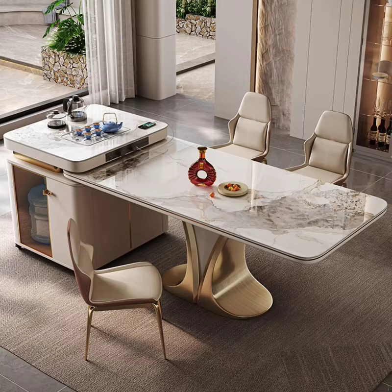 Ensemble de table à manger rectangulaire en ardoise pour 6 personnes, style moderne, simple, luxe léger, haut de gamme, meubles de salle à manger