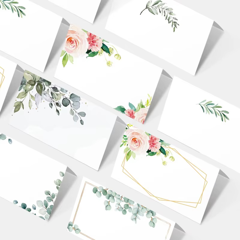 Carte numéro de siège de mariage, 100 pièces/paquet, cartes nominatives en feuilles de fleurs aquarelle, décoration de Table de dîner, carte pour réception-cadeau pour bébé, fête d'anniversaire