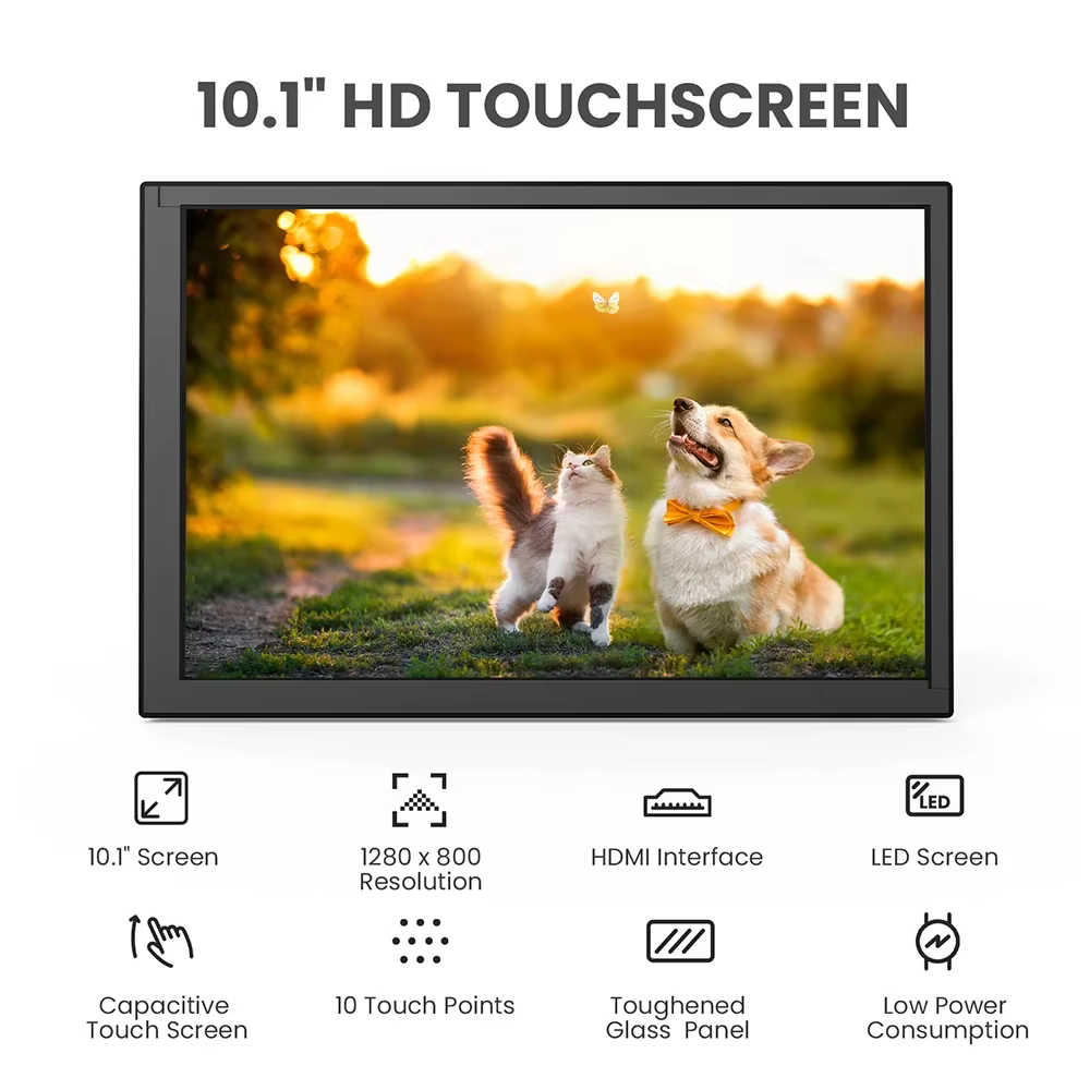 Eyoyo moniteur 10.1 pouces écran tactile capacitif Portable 1280x800 IPS affichage pour Raspberry Pi Plug And Play Compatible Win 8/10