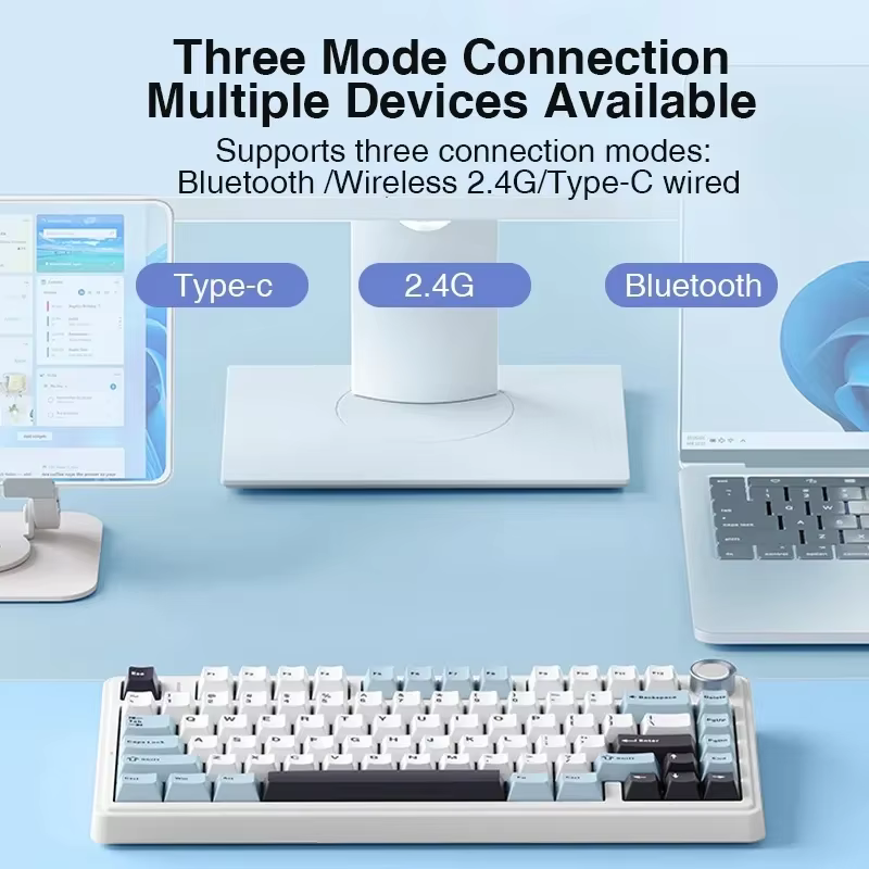 AULA F75 2.4G clavier mécanique de jeu sans fil/Bluetooth/filaire rvb personnalisé 75% disposition OEM joint de profil