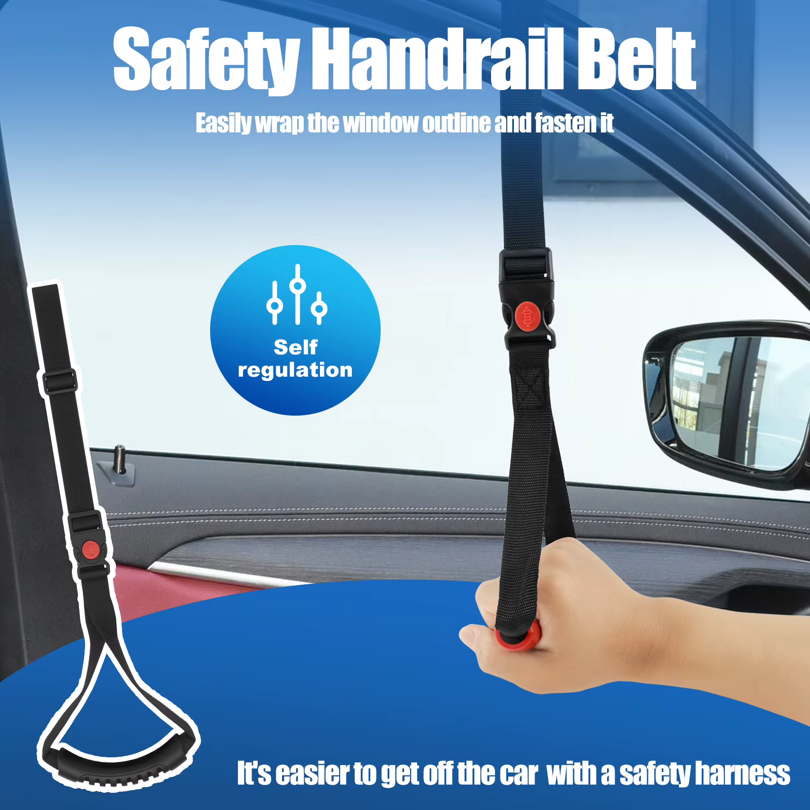 Poignée d'assistance de porte de voiture poignée de porte de voiture multifonctionnelle Portable 3 en 1 Support d'assistance brise-vitre pour personnes âgées handicapées