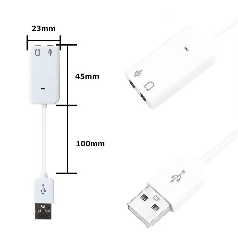 Carte son USB externe 7.1 canaux avec adaptateur Audio USB Jack 3.5mm pour casque et Microphone Compatible avec MacBook