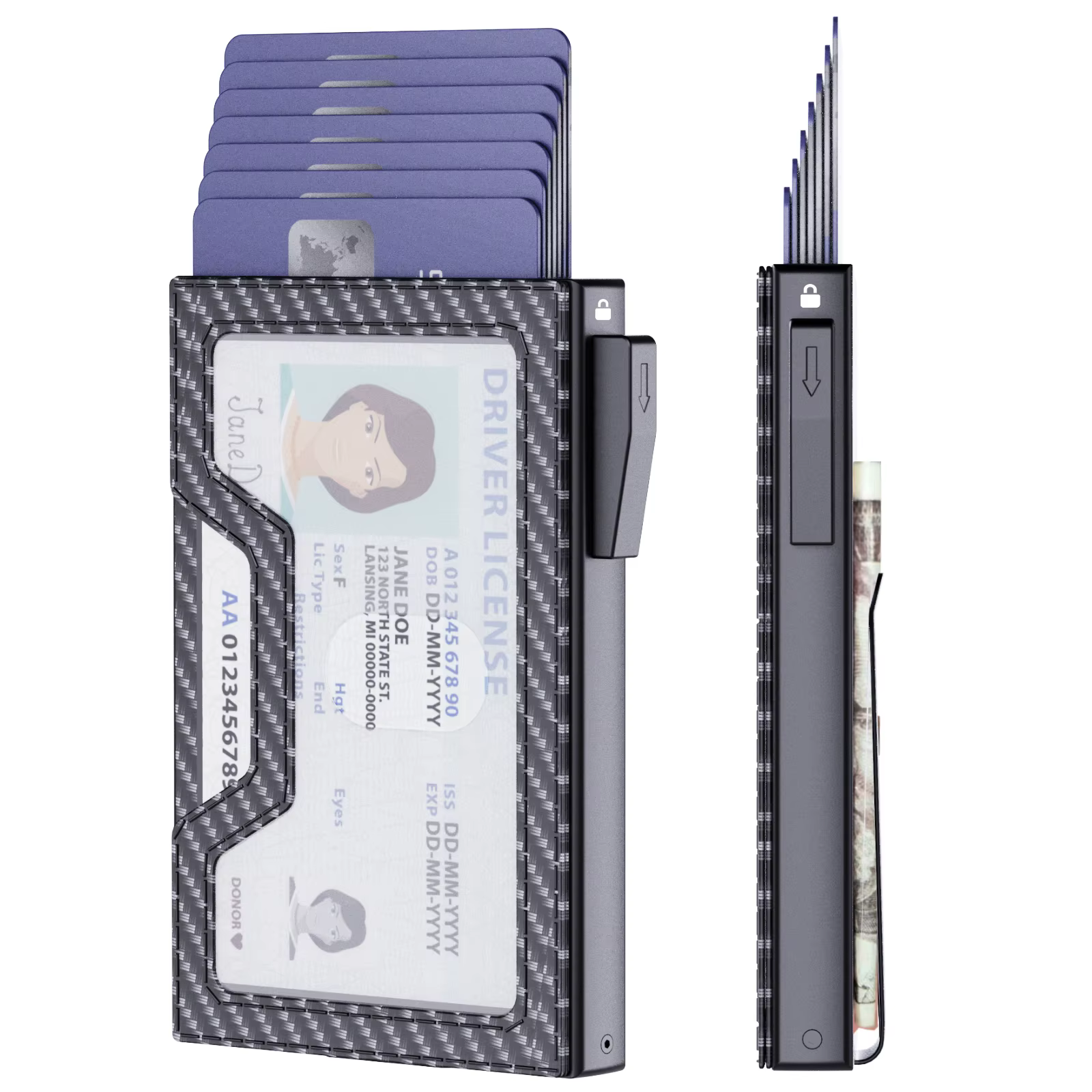 Porte-carte Pop-Up automatique à blocage RFID pour hommes, accès rapide, conception sécurisée, portefeuille en métal, Style professionnel, portefeuille Durable