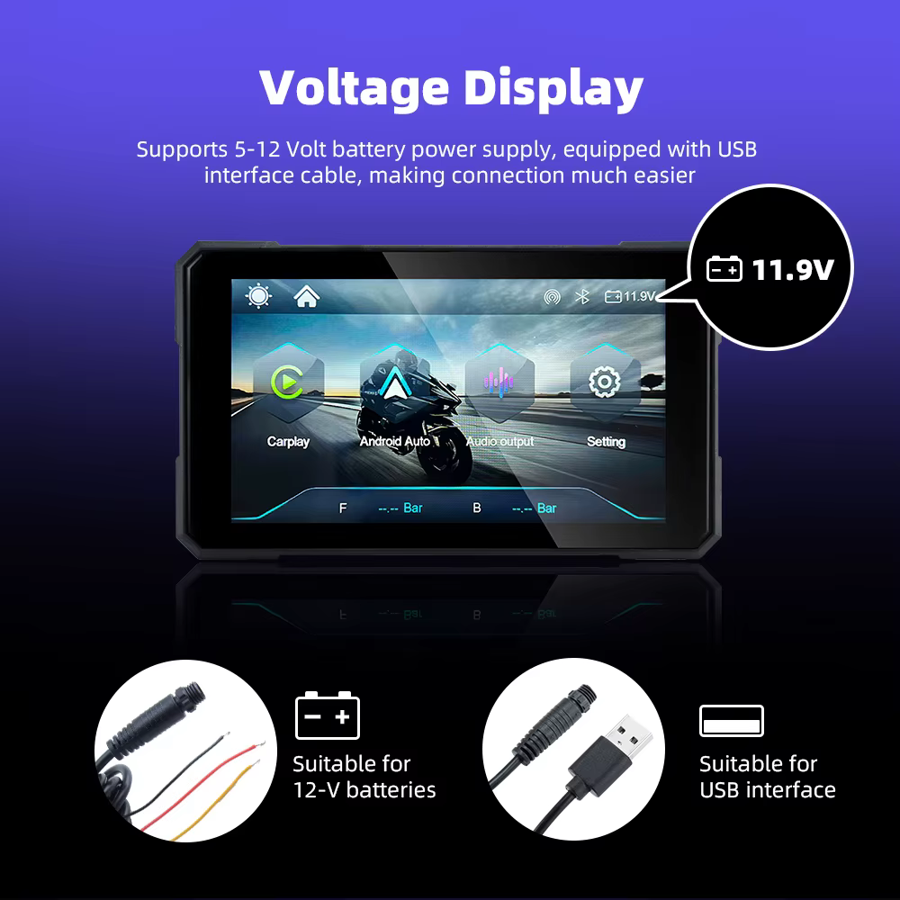 EKIY sans fil CarPlay Moto Android Auto 5.0 pouces Portable tableau de bord numérique Moto Navigation GPS écran d'affichage amovible