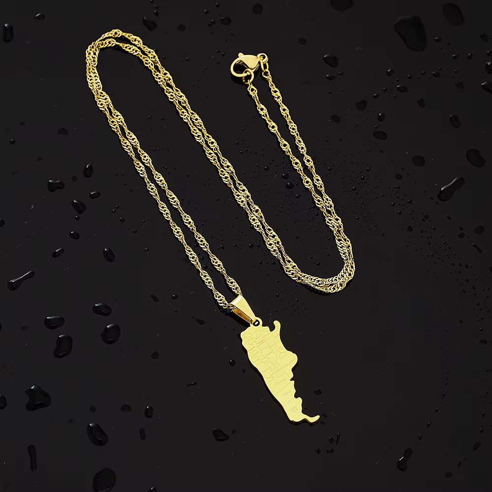 Mode argentine carte ville pendentif collier en acier inoxydable hommes femmes couleur or ethnique cartes bijoux cadeau