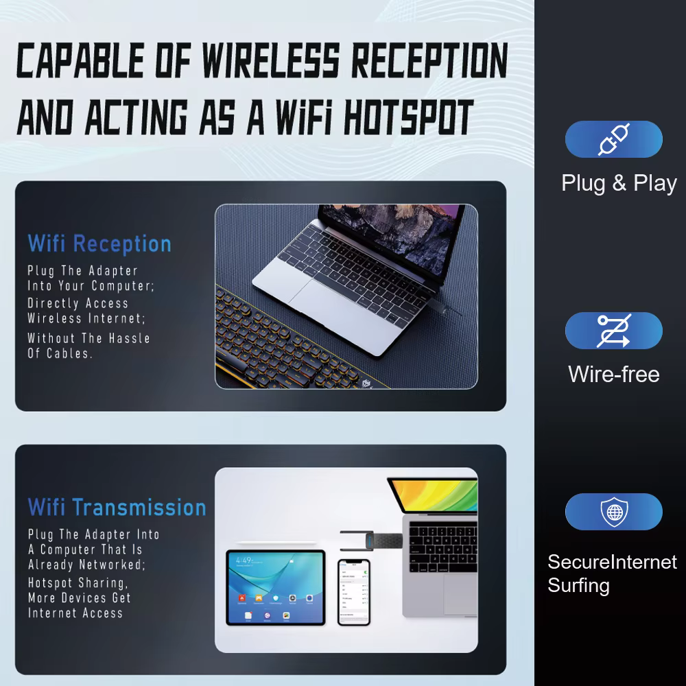 Adaptateur USB WiFi 6, 1800Mbps