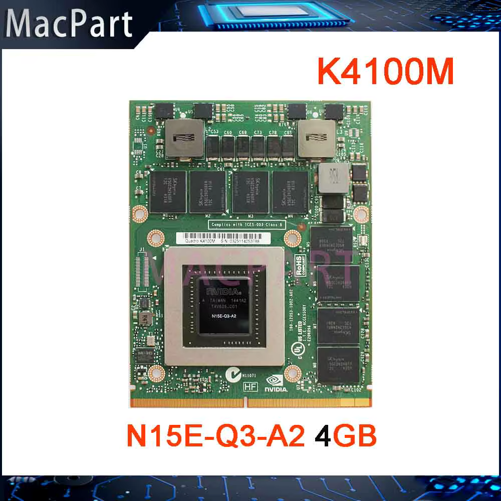Carte graphique Quadro K4100 K4100M GDDR5 4GB N15E-Q3-A2 avec support en X pour Dell HP Apple iMac A1312 27 pouces 2010 2011