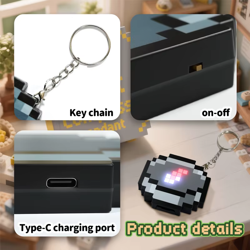 Boussole Pixel Wind : Jouet Décoratif, Breloque, Porte-clés à Boussole Mobile, Pendentif, Jouet à Usage Réel, Cadeau pour Fans