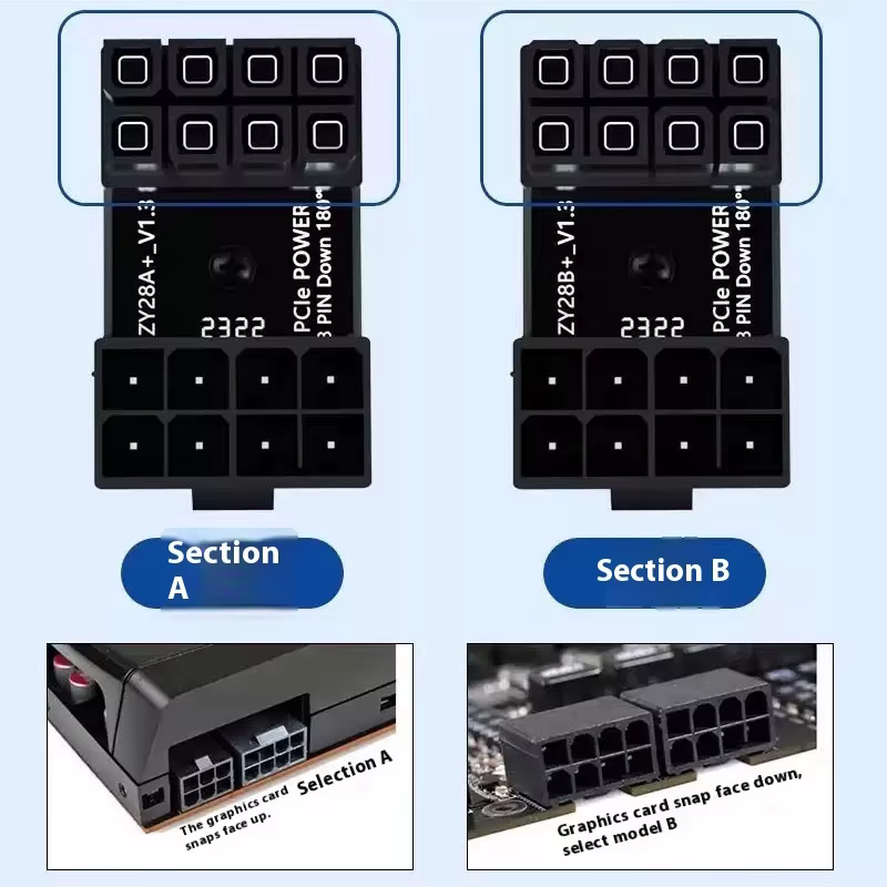 Carte graphique 180 ° Connecteur adaptateur d'alimentation coudé GPU PSU