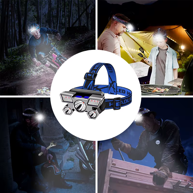 Lampe de Sauna Portable Rechargeable par USB, Torche à 5LED avec Batterie spatirée, Idéal pour le Travail, la Pêche ou le Camping