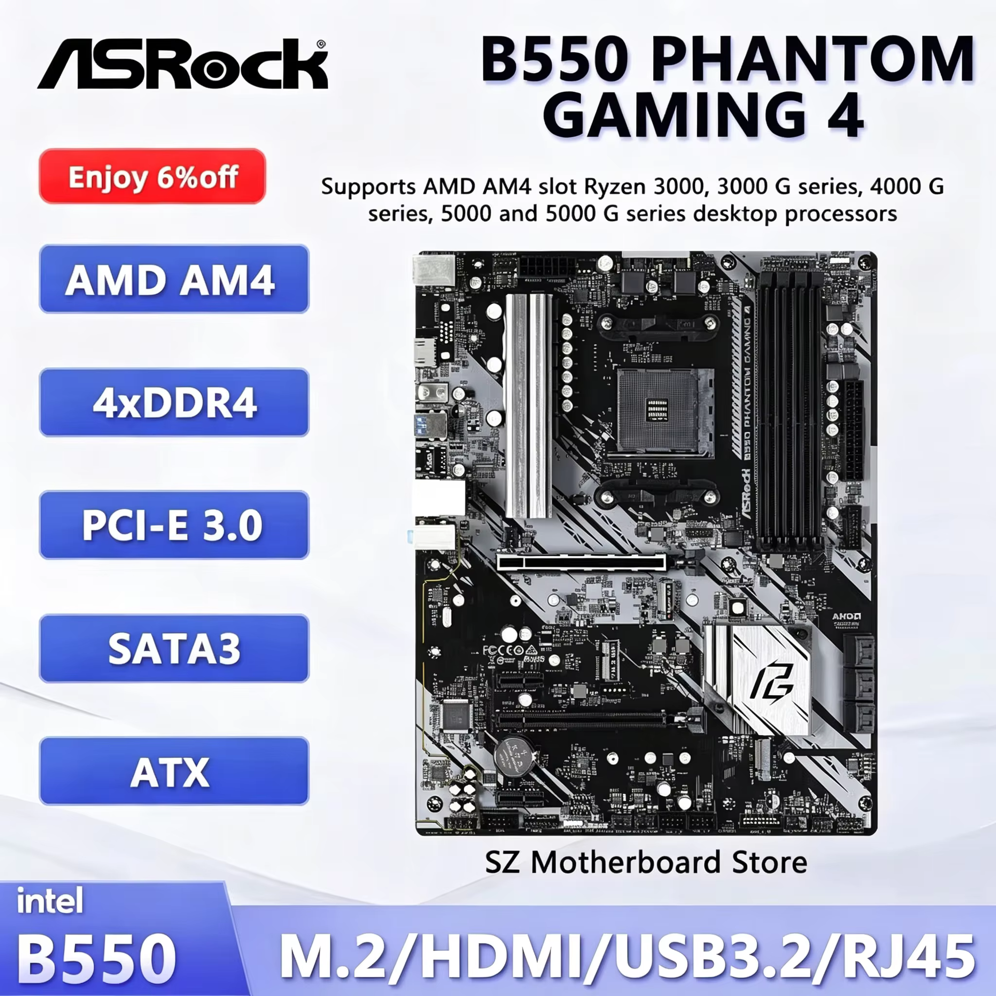 Carte mère ASROCK B550 PHANTOM GAMING 4 AMD