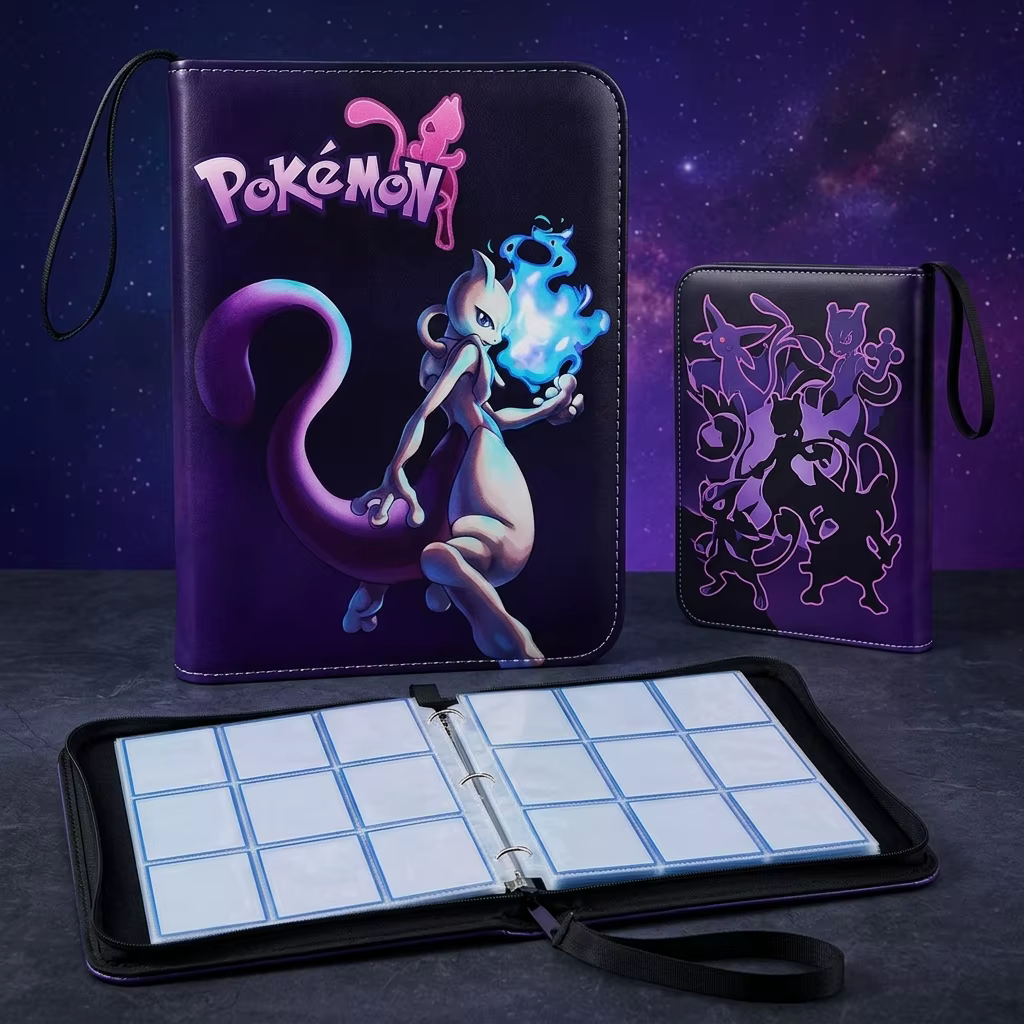 Album de cartes Bandai Pokémon 4 ou 9 compartiments, classeur de collection Pokémon, Mewtwo, Gardevoir, Eevee, Pikachu, rangement de cartes à collectionner, cadeau