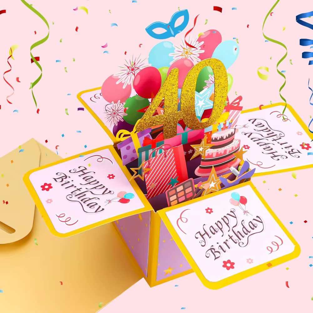 Carte de vœux joyeux anniversaire avec enveloppe, boîte-cadeau 3D, 18e/30e/40e50e/60e année, carte de Message de vœux d'anniversaire, cadeau de fête