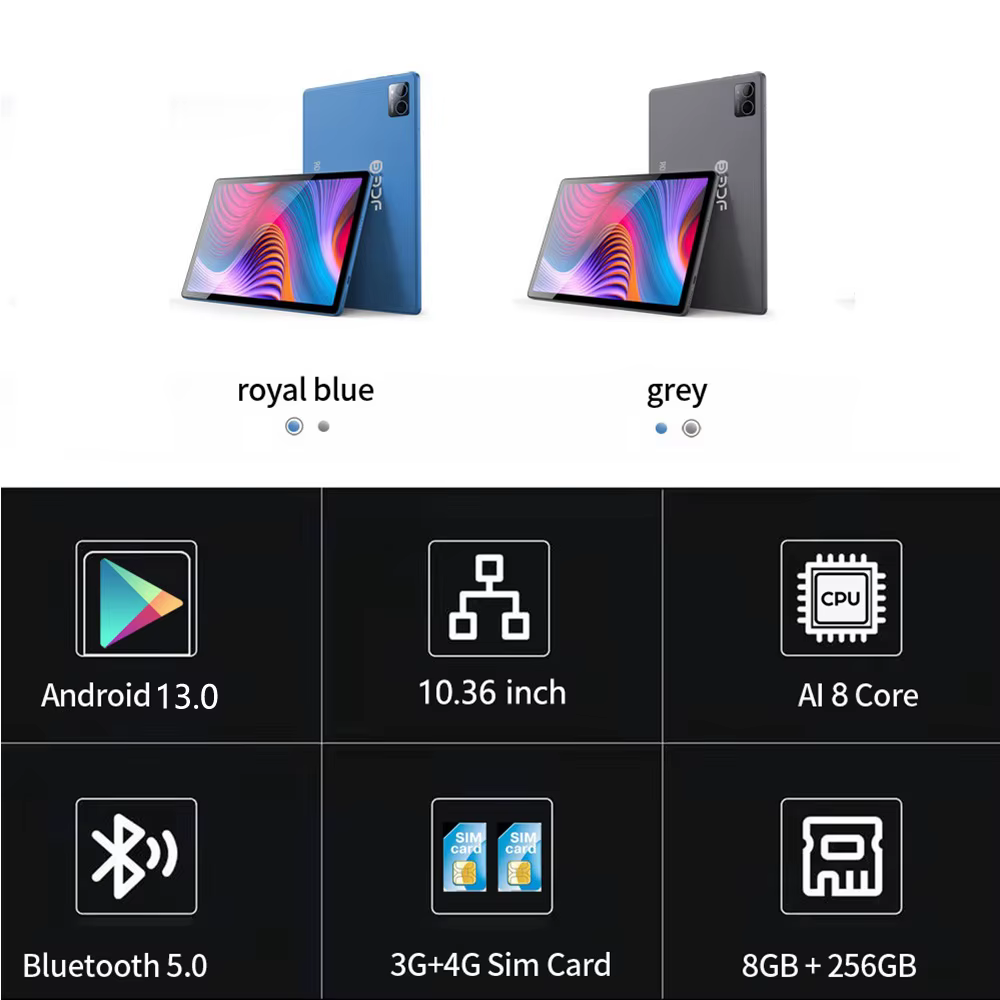 Nouveau Google 5G tablette Pc d'origine 10.36 pouces 8GB RAM 256GB ROM Android 13 Octa Core double cartes double caméras BT Version mondiale