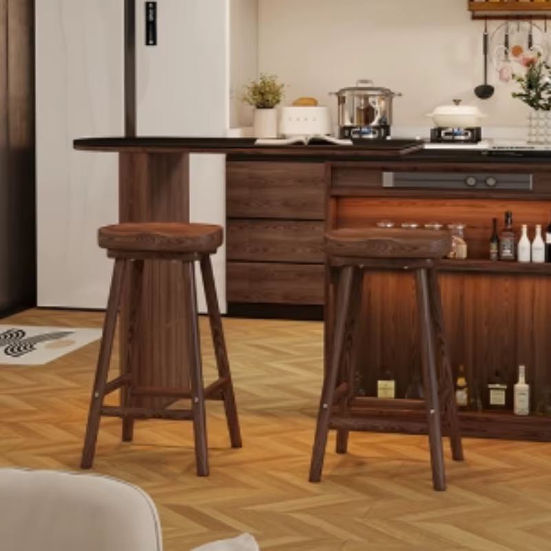 Tabouret de Bar incurvé en bois massif, chaise de comptoir d'îlot de salle à manger haute pour la maison, le café, le Bar, siège élégant pour réception et Bar de réception