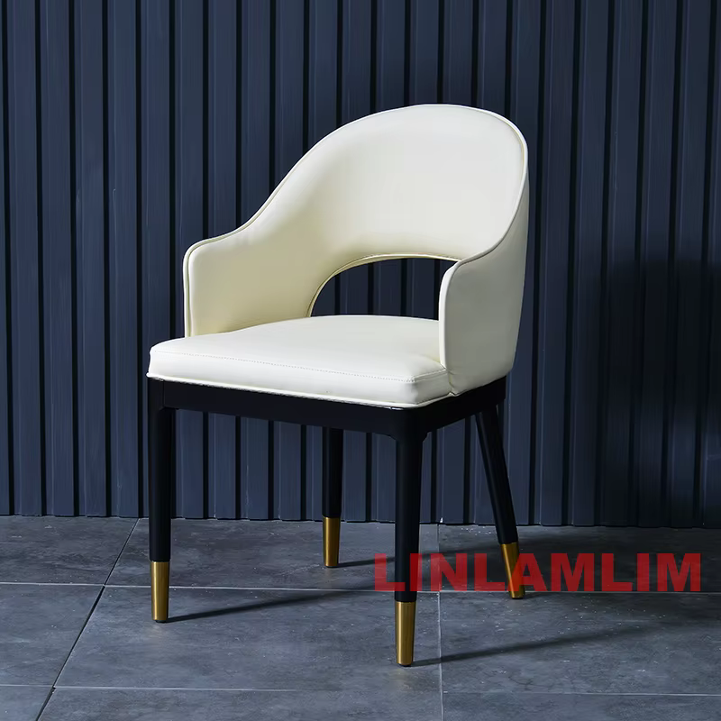 Ensemble de table à manger moderne 7 pièces pour 6 personnes, table à manger ronde en marbre avec 6 chaises rembourrées en cuir véritable, cuisine salle à manger