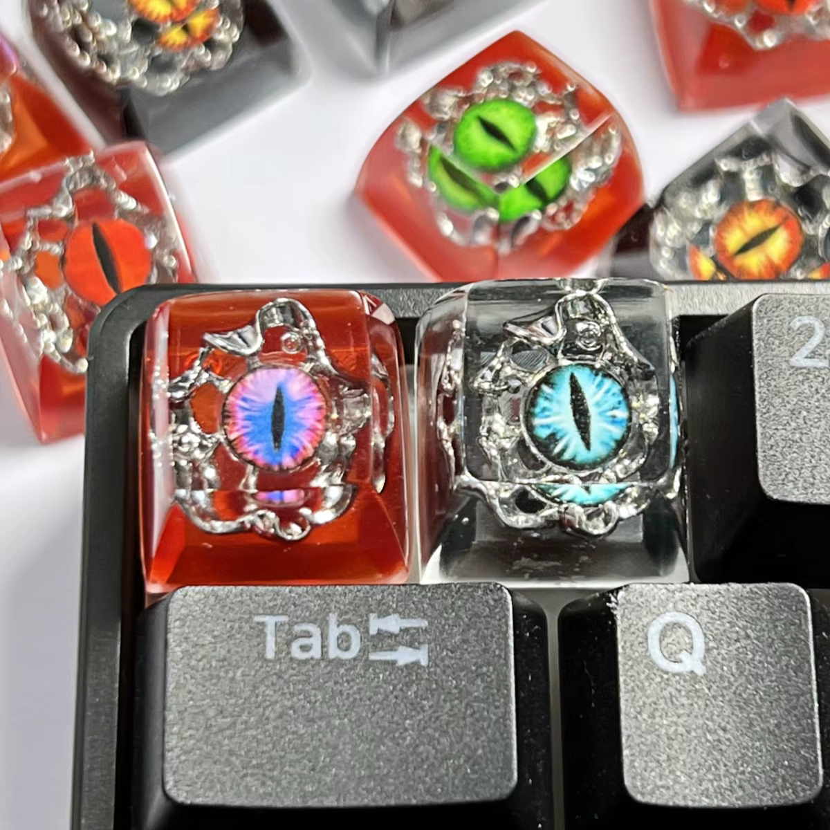 Evil Eyes bricolage clavier mécanique résine Keycaps Artisan personnalisé joli soleil et lune/étoiles conception personnalisé Keycaps pour clavier