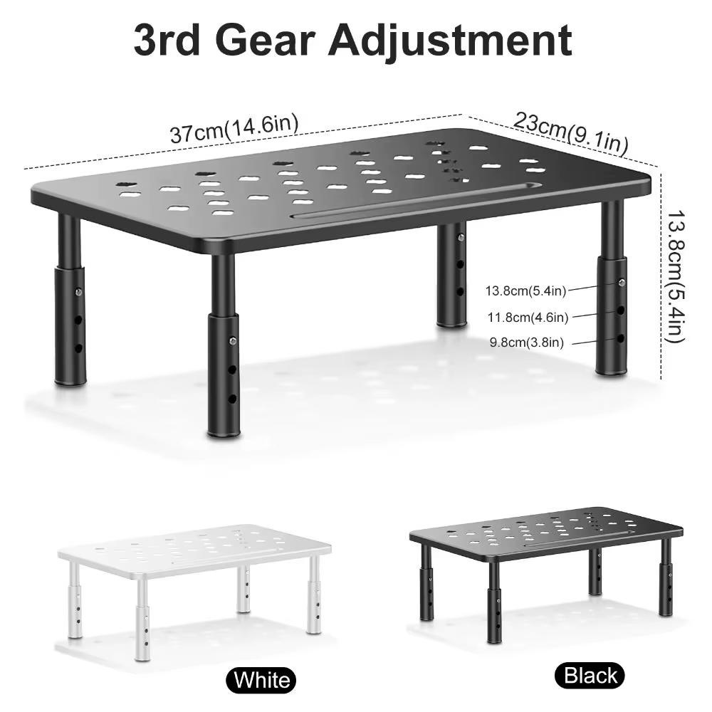 Support d'écran d'ordinateur réglable en hauteur (3 positions) avec aérations