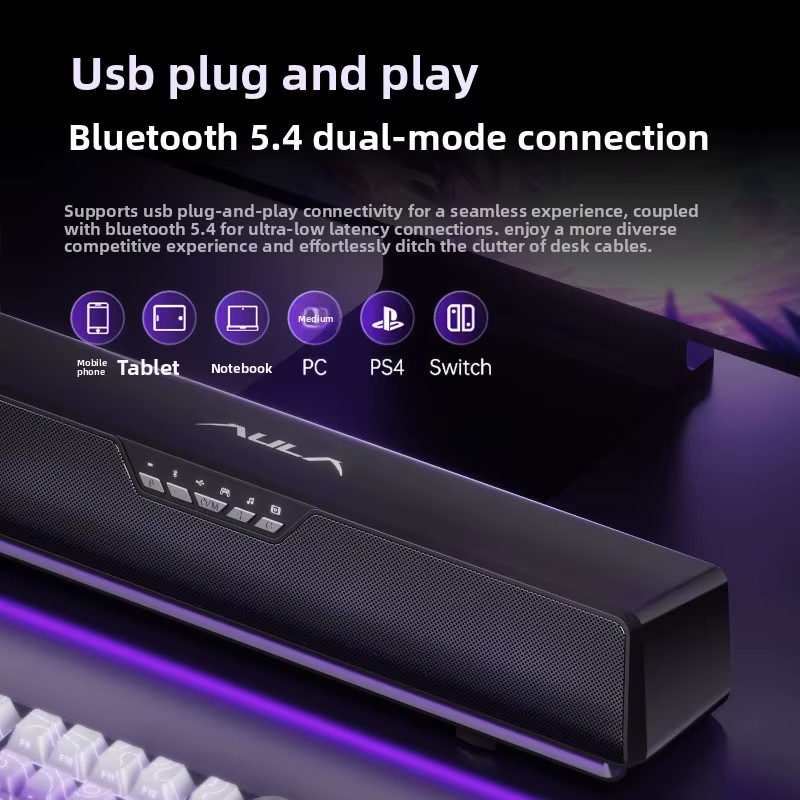AULA GS6Pro Esports haut-parleur Bluetooth double mode configuration de bureau d'ordinateur avec Microphone de jeu système sonore EQ spécialisé