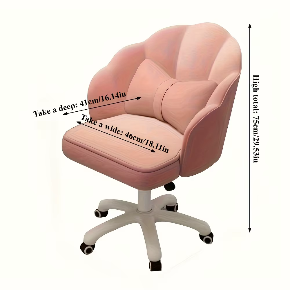 Chaise pivotante en velours avec hauteur réglable et oreiller lombaire