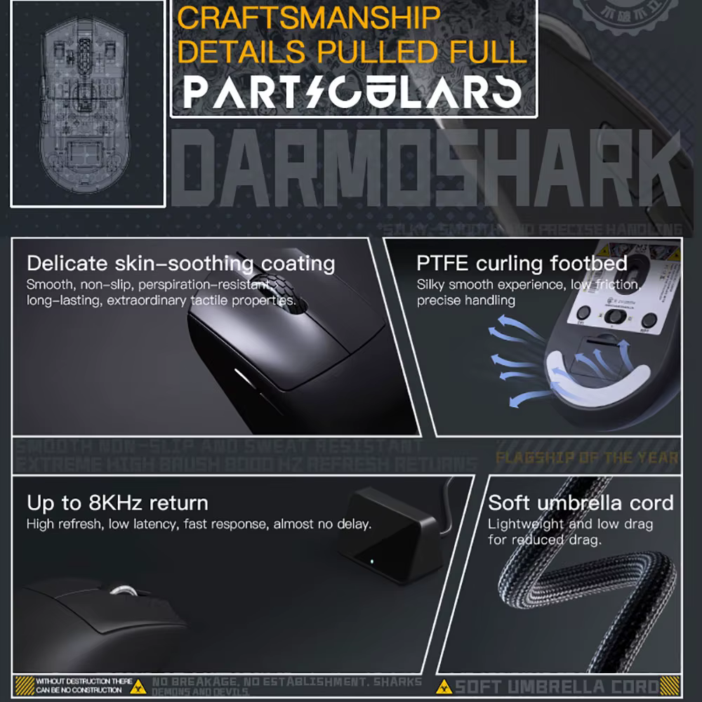 Darmoshark M3 Pro /Max souris de jeu sans fil Bluetooth tri-mode PAW3395/3950 Nordic 52840